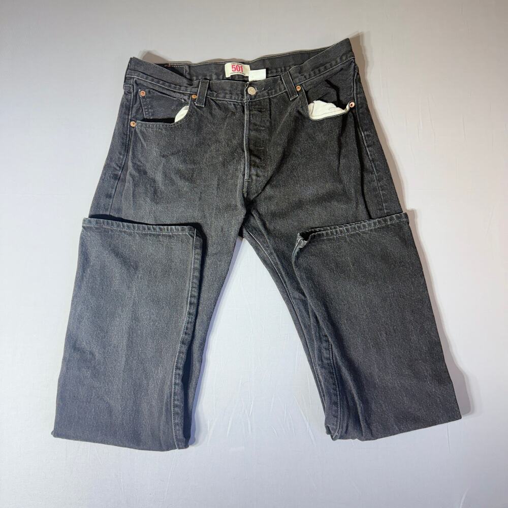 Levi's 501 Original Fit Black Jeans Mens 36x34 Button Fly Straight Leg Denim